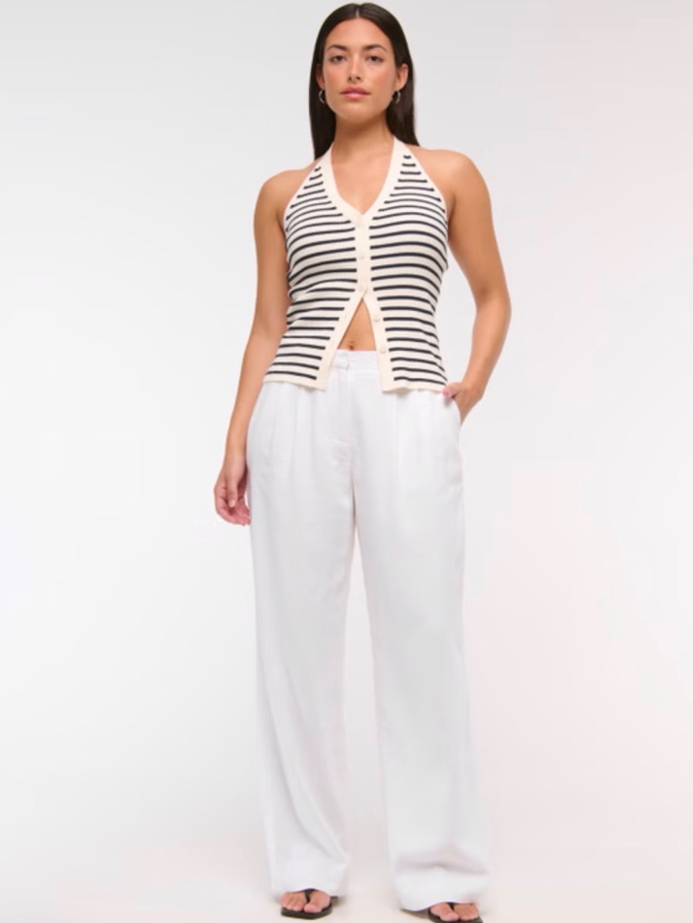 Abercrombie & Fitch Sloane Curve Love linen blend Wide-Leg Pants